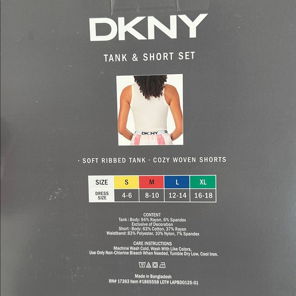 DKNY Women’s Soft Pink Tank and Striped Shorts Set - Picture 13 of 15